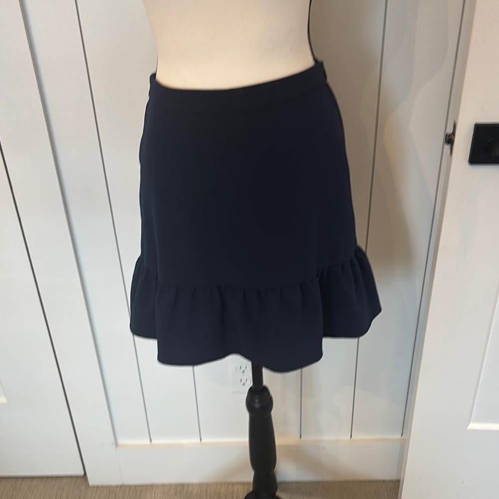 J. Crew Blue Mini Skirt with Ruffled Hem